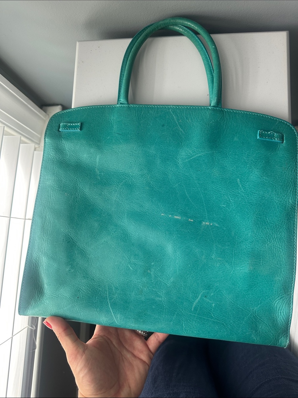Vintage Furla Teal Leather Top-Handle purse - Picture 5 of 5